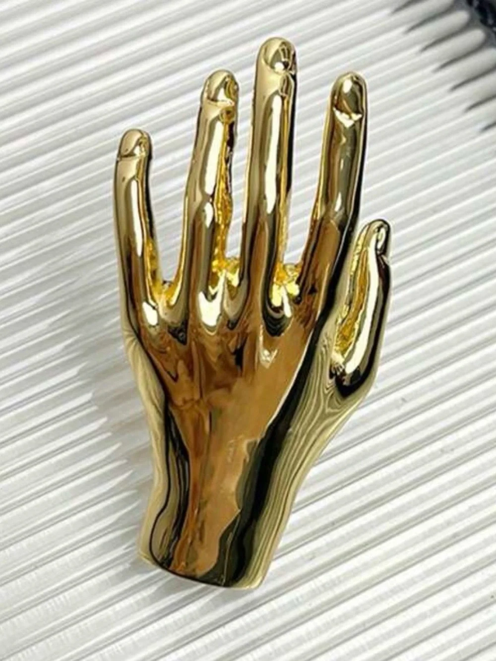 Statement Gold Hand Ring | Sculptural Abstract Chunky Cocktail Ring | Adjustable